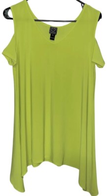Clara Sun Woo Tunic Top Asymmetrical Stretch Shark Bite Hem XS Oversized Flowy