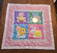 Vintage 1983 Fisher Price Baby Play Mat Activity Blanket Animals 80s Satin Trim