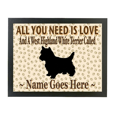 Personalisiertes Kissen ALL YOU NEED IS LOVE Hunderasse Laptop Runde Abendessen Tablett Geschenk