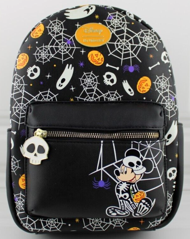 Disney Her Universe Mickey Mouse Skeleton Glow in Dark Mini Backpack Halloween