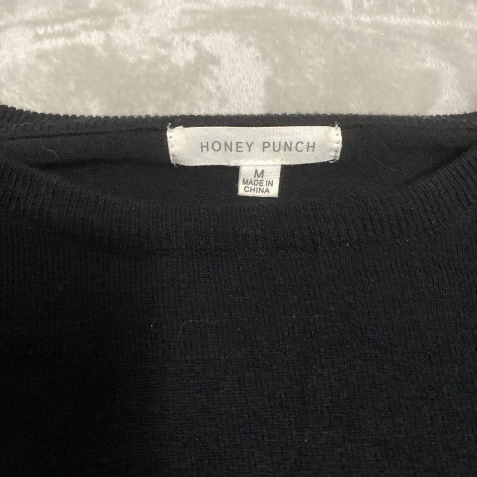 Suéter túnica Honey Punch M tejido elástico negro/a cuadros manga larga Foto 2 de 4