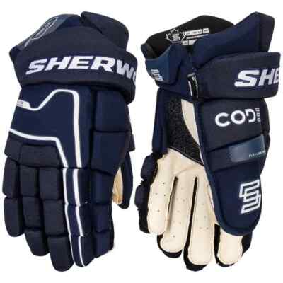 SHERWOOD HG CODE ENCRYPT PRO SR 15in Ice Hockey Player Gloves Navy Pair ...