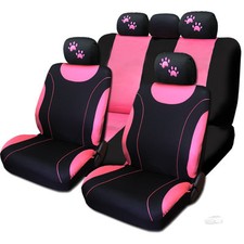 For Hyundai New Flat Cloth Black And Pink Car Seat Covers With Paws Set For Hyundai New Flat Cloth Black And Pink Car Seat Covers With Paws Set