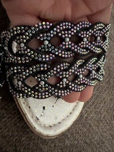 Women's Calzados Olami Sandel Shoes Rhinestone Bling 25-1/2eur 9.5US TX - Picture 4 of 10