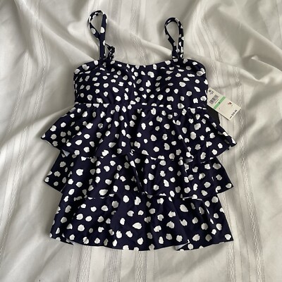 Island Escape Tiered Tankini Top MSRP $39.99 Size 8 Removable Straps And Pads