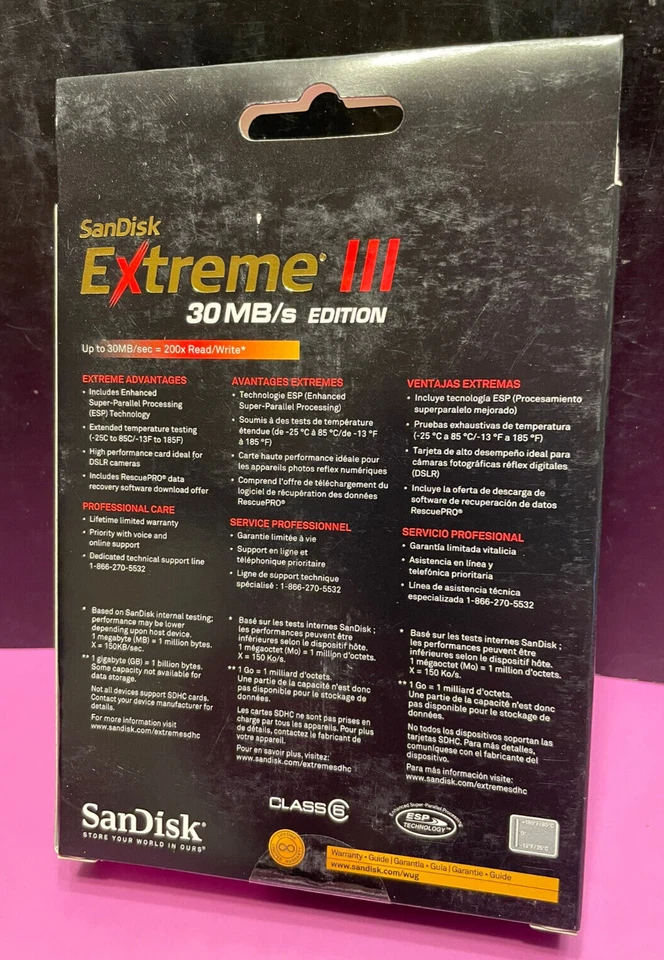 Sandisk 8 GB Extreme SDHC Card Class 6 (SDSDX3-008G-A31) - Image 2 of 4