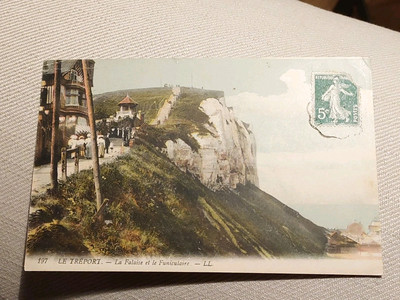 Postcard Le Treport La Falaise Et La Funiculaire Viaggiata Early 1909