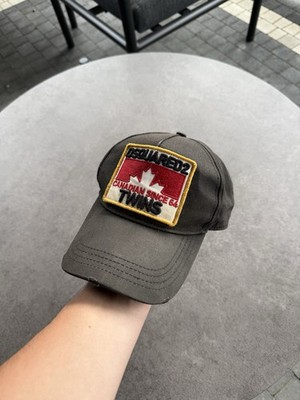 Dsquared2 Iconic Oversized Patch Twin Baseball Cap Black Unisex Big Logo Hat
