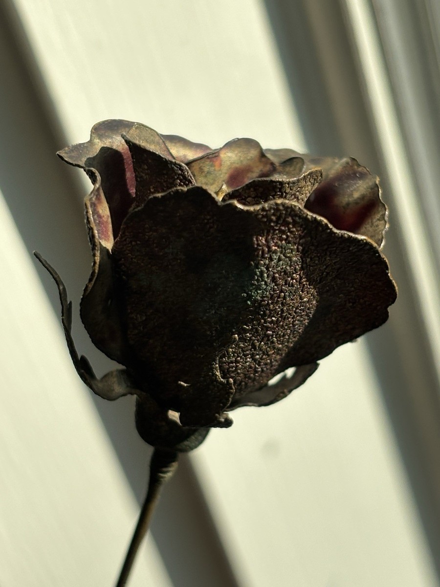 Antique Victorian Rose Bud Flower Rose Hat Pin Brass 10.5  display picture 2