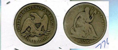1856 P LIBERTY SEATED SILVER HALF DOLLAR GOOD 7768T