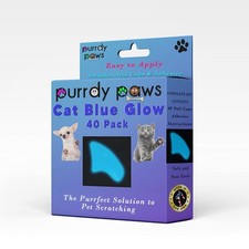 Purrdy Paws 40-Pack Soft Nail Caps for Cat Claws Blue Glow-in-THE-Dark Large