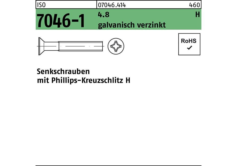 Reyher Senkschraube ISO 7046-1 m.Кройцшлиц-PH M 4 x 40 -H 4,8 гальванический v...
