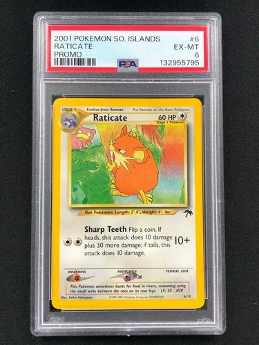 Pokemon 2001 Raticate 6/18 Islands Promo PSA 6