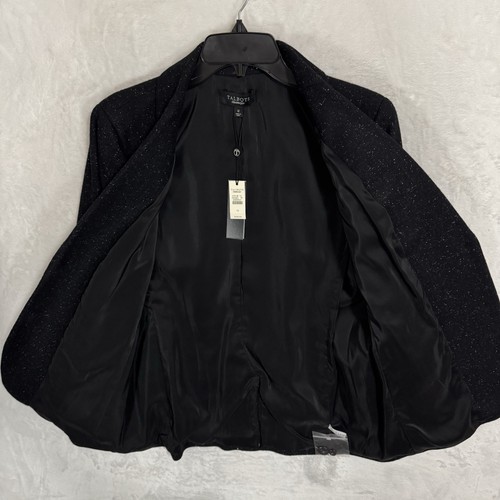 NEW Talbots Grace Fit Tailored Blazer Jacket Size 12 Black Speckled Wool Blend - Picture 7 of 19