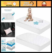 2 Pack Waterproof Mini Crib Mattress Protector - Quilted Fitted Cover 24"x38