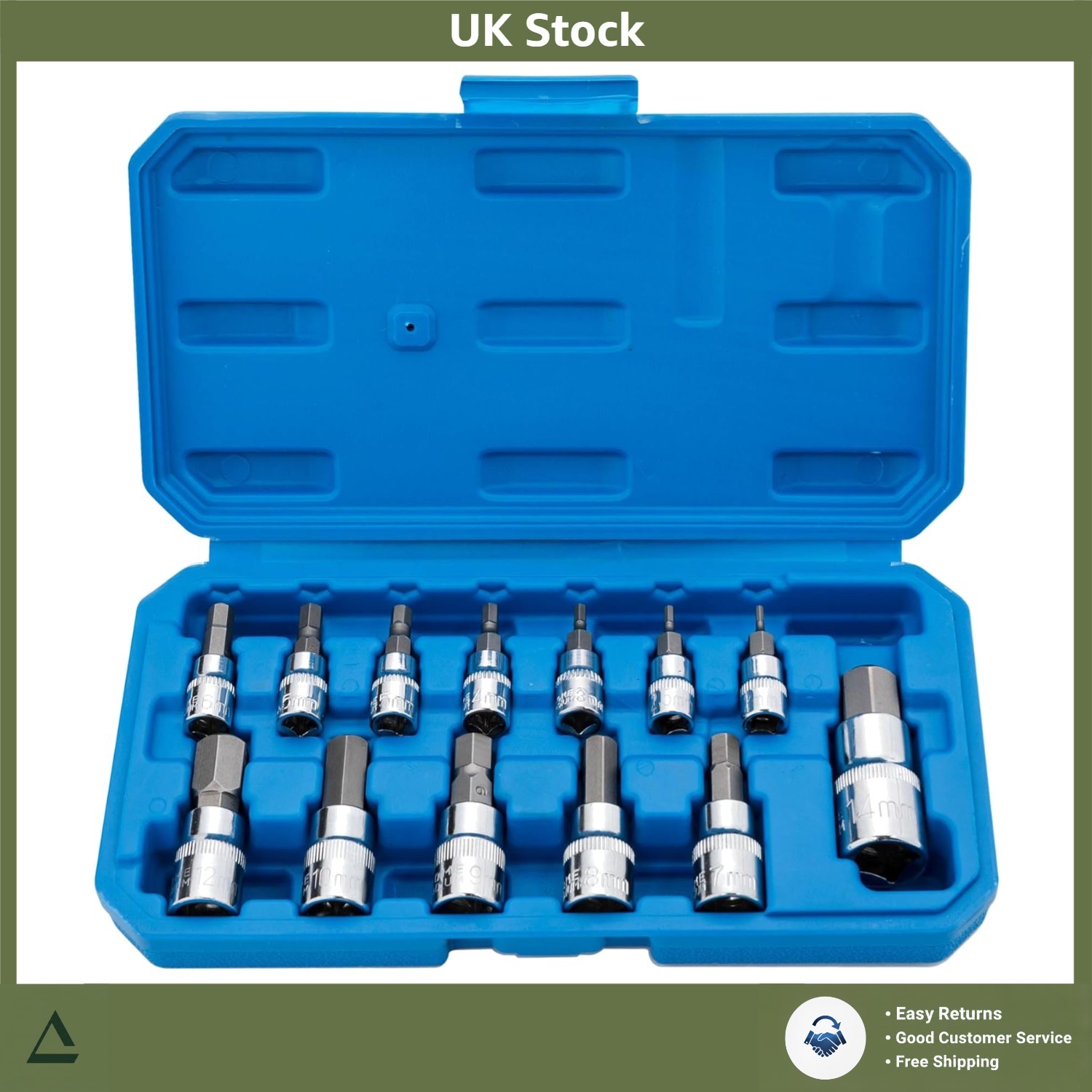 S2 Alloy Steel Hex Bit Socket Set Metric 2-14mm Allen Kit 13-Piece