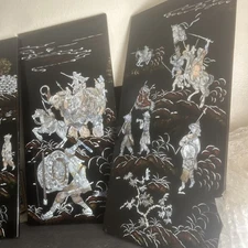 Vintage Japanese Wall Panels Set Of 4 In Excellent Condition Mother Of Pearl