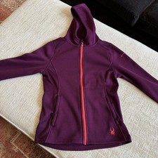 Spyder Women  s S/P Hooded Jacket Purple Fleece Lined Full Zip Ski Snow