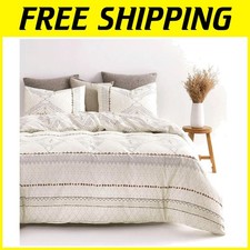 Soft Lightweight Beige Bohemian Bedding Set, King Size