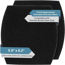 2-Pack Activated Carbon Litter Box Filters - Premium Pre Cut 5.9" X 6.2" Cat Lit