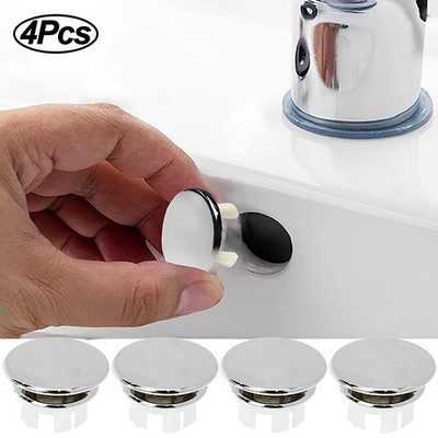 4 Stück Badezimmer Waschbecken Waschbecken Überlauf Ring Chrom Loch Abdeckkappe Einsätze, rund
