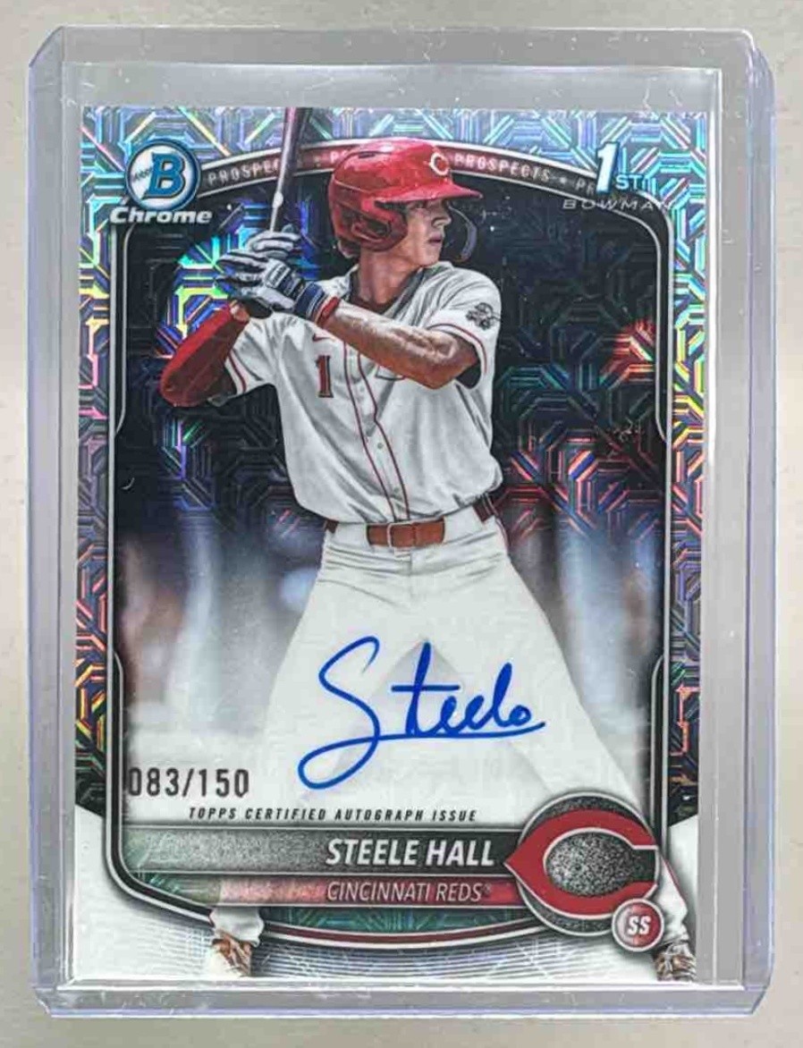 Steele Hall 2025 Bowman Chrome Draft HTA Choice Refractor Auto 1st RC 83/150