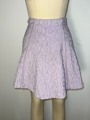 ISSA London lilac jacquard embossed floral stretchy short A-line skirt SMALL