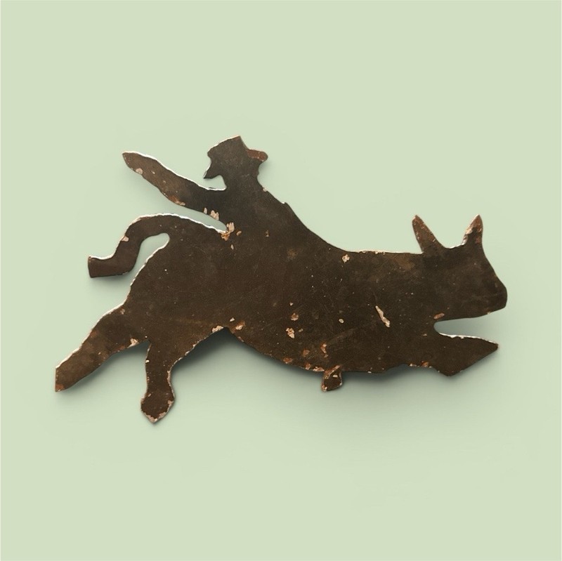 Western Americana Cowboy Riding Bull Silhouette Wall Decor Ownership History N/A