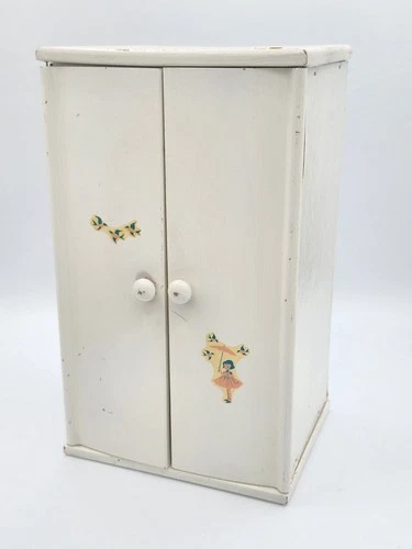 Vintage 1950's Becky Strombecker White Wood Closet Wardrobe Toy Barbie...