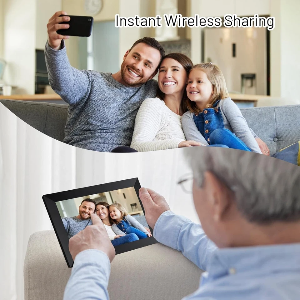 IPS Touchscreen Digital Photo Frame - 32GB Storage with Auto-Rotate & AiMOR App - Image 4 of 4