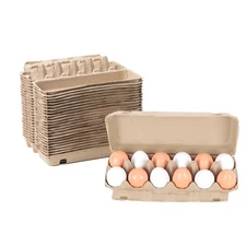 15 Pack Egg Cartons Bulk 12 Count Reusable Empty Natural Paper Pulp Egg Carto...