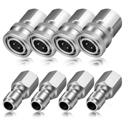 #ad 4 Sets NPT 3 8 Stainless Steel Male Female Quick Connector Pressure Washer $22.86