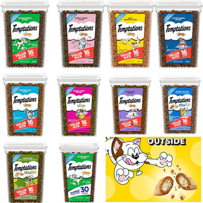 TEMPTATIONS Classic Cat Treats - Crunchy and Soft, 16 Oz. Tub (Select Flavor)