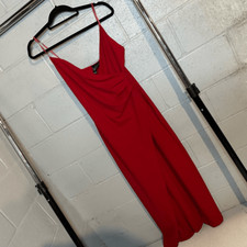 Windsor large red elegant spaghetti strap midi dress