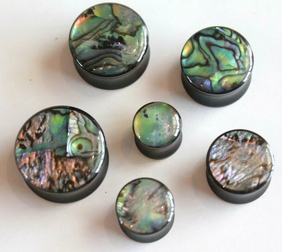 Акриловые серьги с двойным расширением из абалона ушная пробка туннельные датчики жемчуг металлик - Изображение 2 из 3