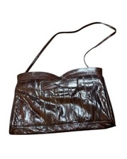 Eel Skin Leather Clutch 12  X 8  Handbag Shoulder Bag Chocolate Brown