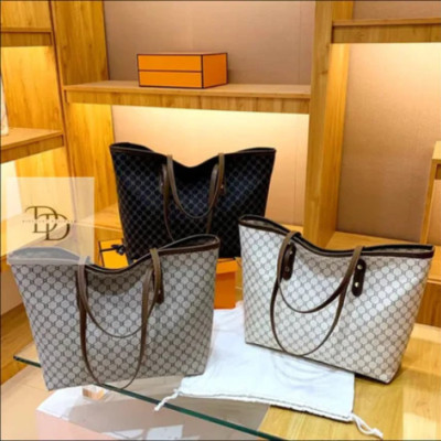 Designer Leather Shoulder Bag with Monogram Pattern and Leather Handles