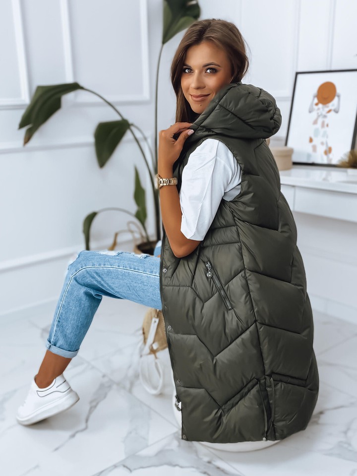 Gilet Donna Invernale Lungo Cappuccio Casual Elegante