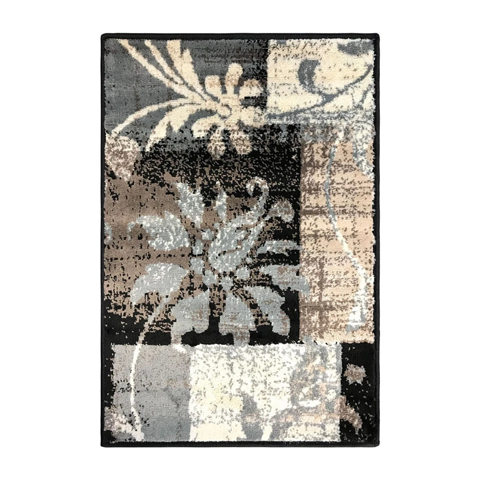 2' X 3' Beige And Gray Floral Power Loom Distressed Stain Resistant Area Rug - Image 2 of 4