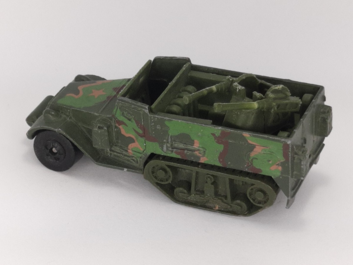 Vintage 1974 Hot Wheels Green Camo Gun Bucket Army Half Track