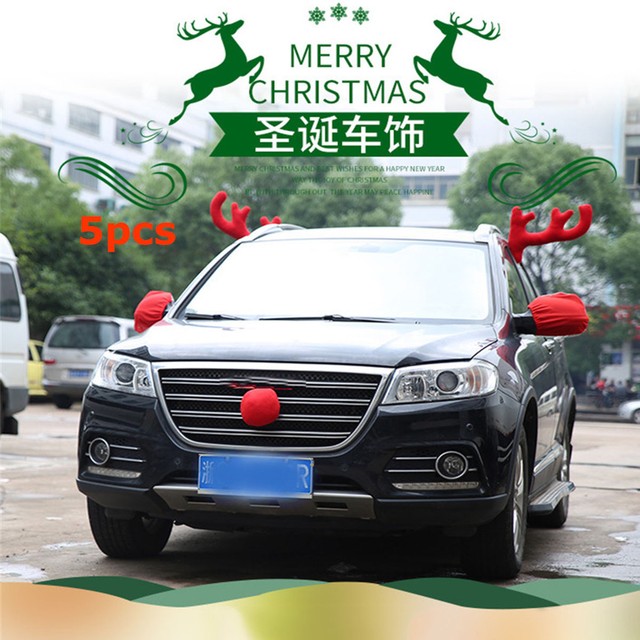 christmas decor red lovely reindeer antlers nose rearview mirror cover for autos for sale online ebay ebay