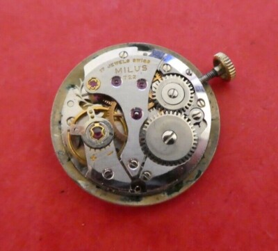 Vintage milus Cal 722 Handaufzug watch movement 17 jewels for