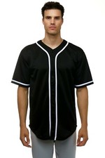 Men's Short Sleeve Plain Button Down Baseball Jersey Team Jersey