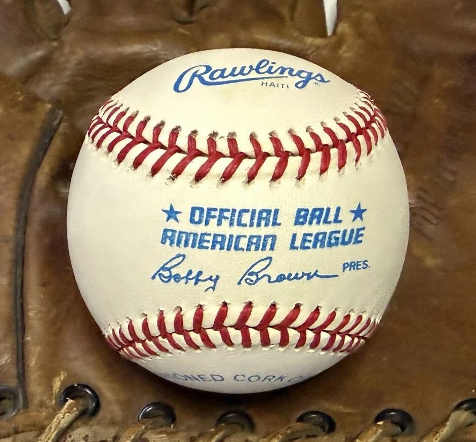 Vida Azul Firmado Autografiado "CY 1971" Oficial Liga Americana (OAL) Béisbol Foto 3 de 3