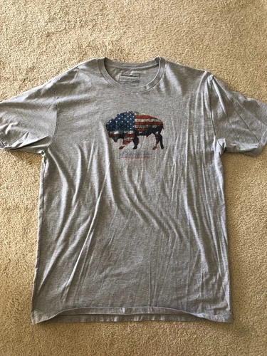 Eddie Bauer Shirt Adult Large Gray American Buffalo Graphic Short Sleeve Mens