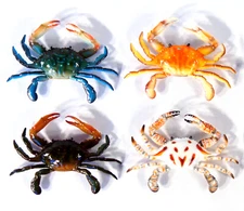 Hand Painted Art Assorted Red Brown Blue Crab Refrigerator Magnet (Set of 4) 36D