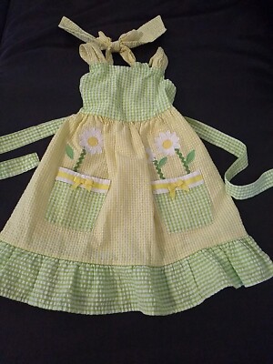 Blueberi Boulevard Size 4T Yellow Green White Gingham Plaid Girl's Dress