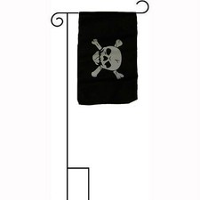 12x18 12"x18" Jolly Roger Pirate Crossbones Sleeved w/ Garden Stand Flag