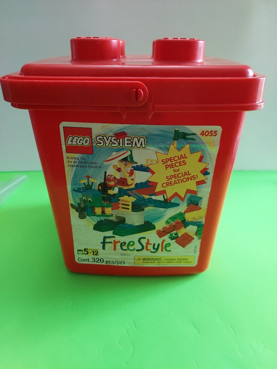 Lego EMPTY #4055 Classic Red Plastic Storage Bucket Container Lid Handle 10