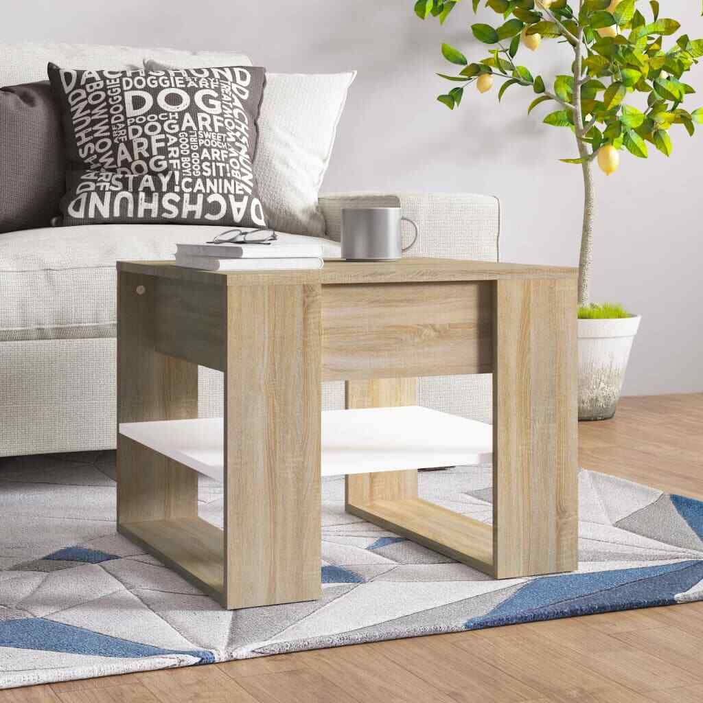 Coffee Table White and Sonoma Oak 21.9
